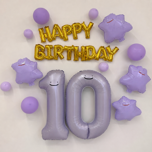 메타몽 풍선세트 생일파티 포켓몬 파티장식 포토존 용품, 1세트, 라벤더숫자10