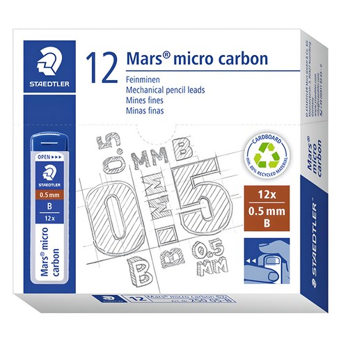 스테들러 마스 마이크로 카본 250 샤프심 B, 0.5mm, 12개