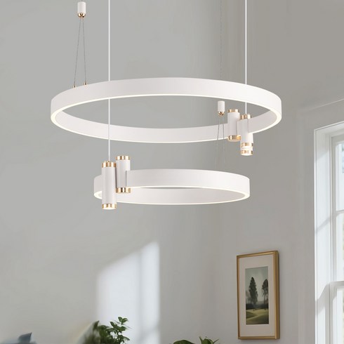 joxy LED 거실등 럭셔리 원형 펜던트등 W751-2, 흰색