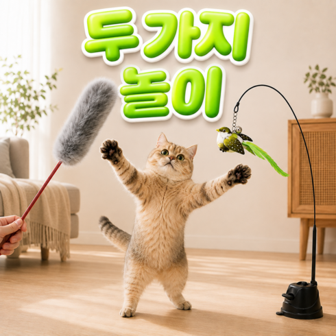 러베리 고양이 장난감 혼자노는 날아다니는 새 낚시대 사냥놀이 장난감, 1개, 레드