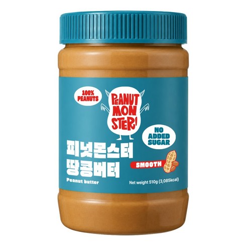 [압도적 고소함] 피넛몬스터 무가당 100% 땅콩버터 스무스, 2개, 510g