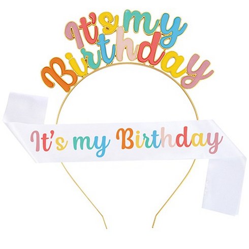 이자벨홈 it's my birthday 생일파티 어깨끈 머리띠 세트, 레인보우, 1세트