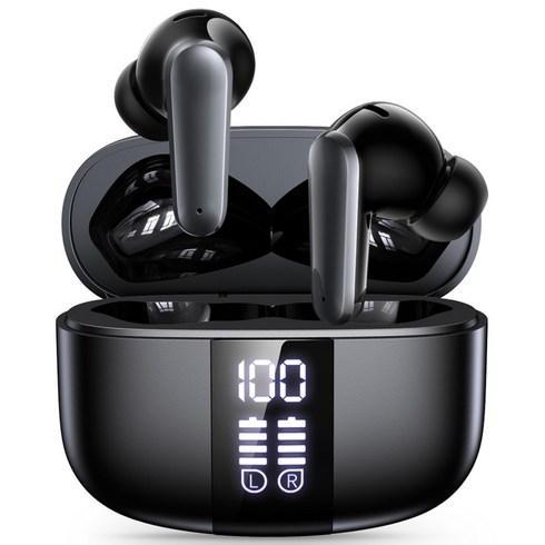 NICESUN 무선 블루투스 이어폰 커널형 노이즈 캔슬링 HiFi 고음질 이어폰 c타입 LED 디스플레이 이어폰 P13, 블랙