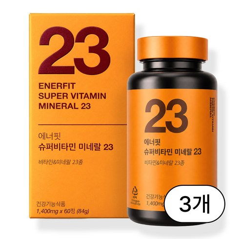 킵유어핏 에너핏 슈퍼 멀티 비타민 미네랄 23종 올인원 종합 영양제, 3박스, 60정