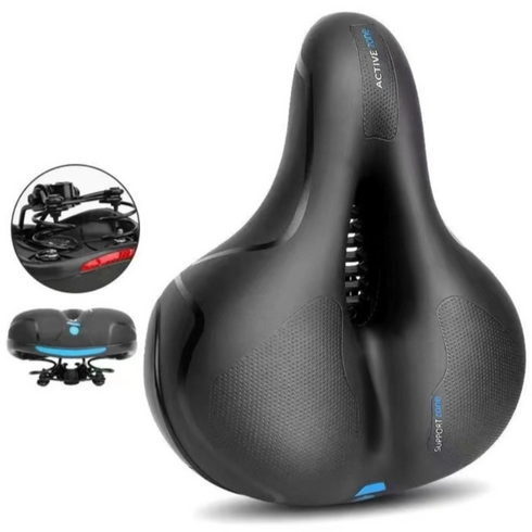 자전거안장 쿠션안장 MTB 편안한안장, 블랙블루, 1개