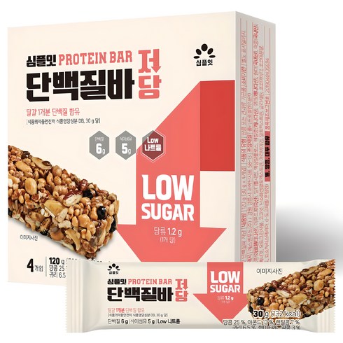 심플잇 단백질바 저당 4p, 120g, 1개