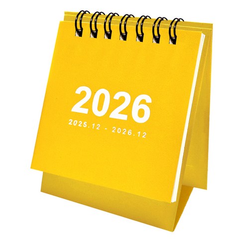 연휴표시 2026년 책상 미니달력 데스크캘린더 2025년 12월 포함, 1개, 옐로우