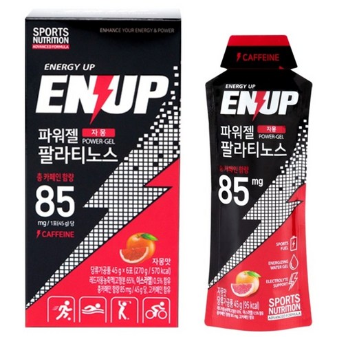 엔업 카페인 부스터 파워젤 에너지젤 팔라티노스 자몽맛(45gx6포), 1박스, 270g