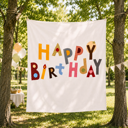 핀터감성 현수막 생일 패브릭 패치워크 야외촬영 생일파티, 혼합