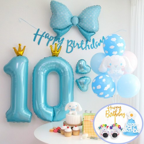 산리오 시나모롤 풍선 생일파티세트, 1개, 10