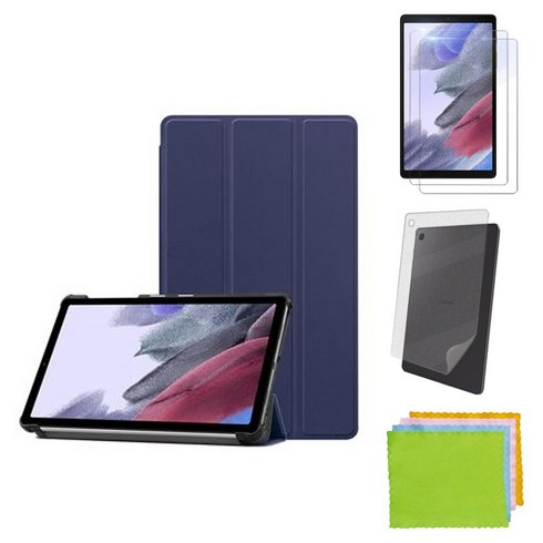 강화유리필름2장+후면쉴드 갤럭시탭A7 라이트 8.7 호환 북커버 케이스 SM-T220 T220N T225 T225N Lite 삼성 케이스나라, 네이비+강화유리2장+후면쉴드