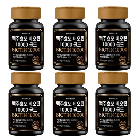 맥주효모 비오틴 10000 영양제 골드 식약청인증, 6개, 60정