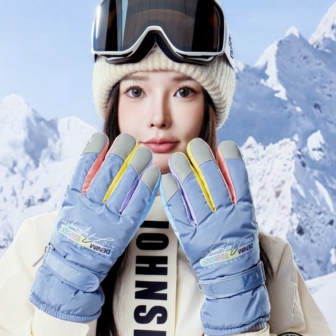 NY20 여성용 스마트터치 방한 스키 보드 캠핑 장갑, 그레이, 1개