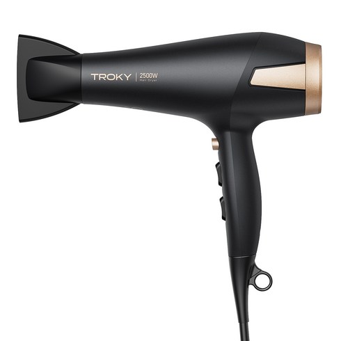 TROKY 초고출력 헤어 드라이기 파워풍량 2500W 전문가용 6단 조절, 블랙, BY-5907