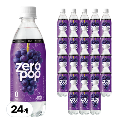 잇더핏 제로팝 포도맛 애사비소다 제로 탄산음료, 24개, 500ml