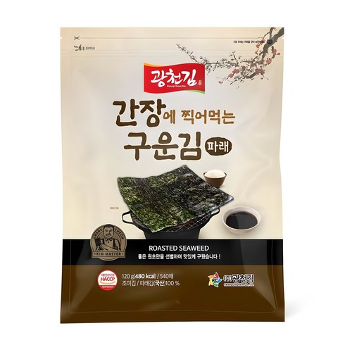 광천김 간장에 찍어 먹는 구운 파래 김, 120g, 1개