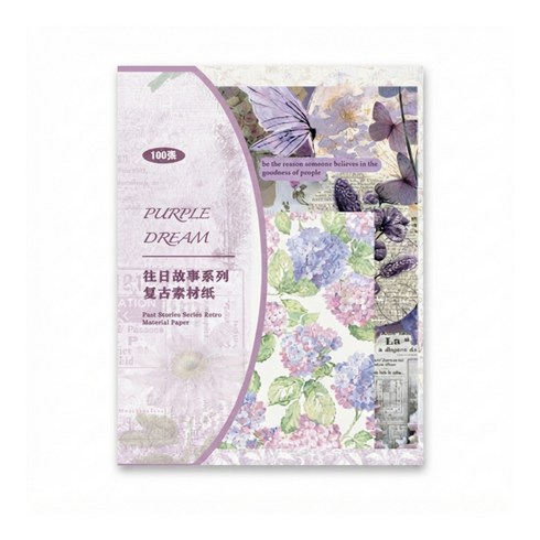보스케 빈티지 다꾸 배경지 메모지, 보랏빛 기억, 1개, 100매