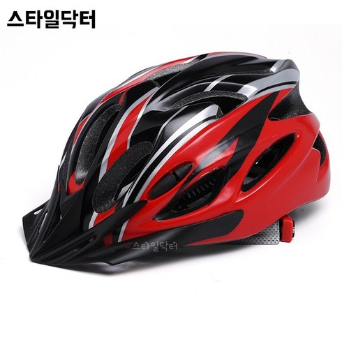 스타일닥터 남녀공용 일체형 자전거 헬멧 로드 라이딩 경량 안전모, 1개, 검붉다