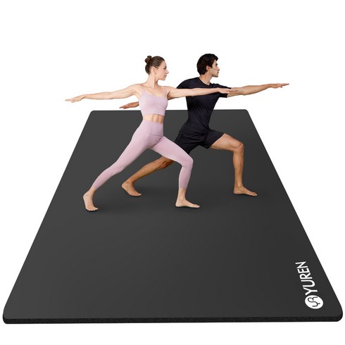 유렌 요가매트 10mm 대형 운동매트 130x200cm 미끄럼방지 2인용 NBR 헬스매트, 블랙, 1개