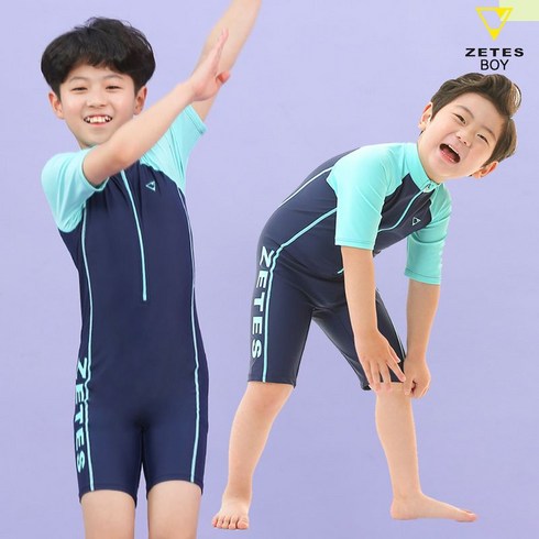 제테스 남아용 집업 반팔 올인원 래쉬가드 수영복 1062