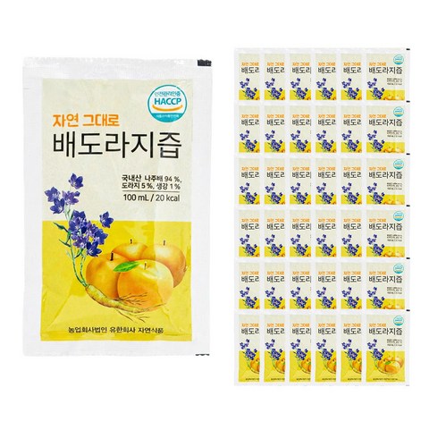 자연식품 자연 그대로 배도라지즙, 100ml, 100개
