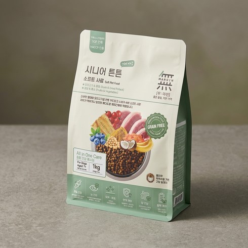 무마진 7세이상 소프트사료 시니어튼튼 250g X 4개입, 1kg, 1개, 황태+오리