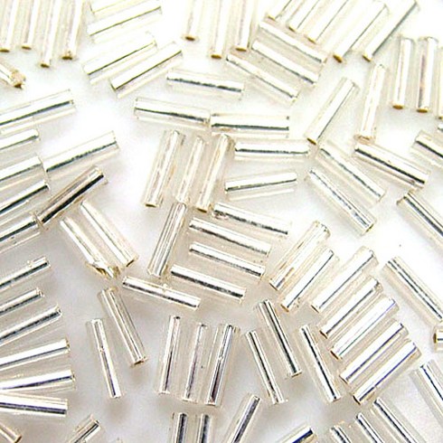 All 시드비즈 1.5 x 6mm 글래스 막대비즈 한팩 100g 컬러선택, 실버, 1세트