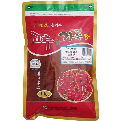 [정품 청양농협 프리미엄고추가루] 맵기표시 골드플러스 보통맛, 1개, 1kg