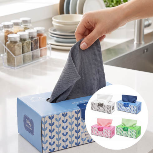 티슈형 극세사 행주 20Pcs 다회용 키친 타월 랜덤색상, 1개