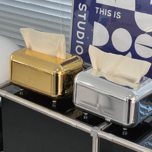 사각 인테리어 티슈케이스 모던 티슈커버 냅킨, 1개, 실버