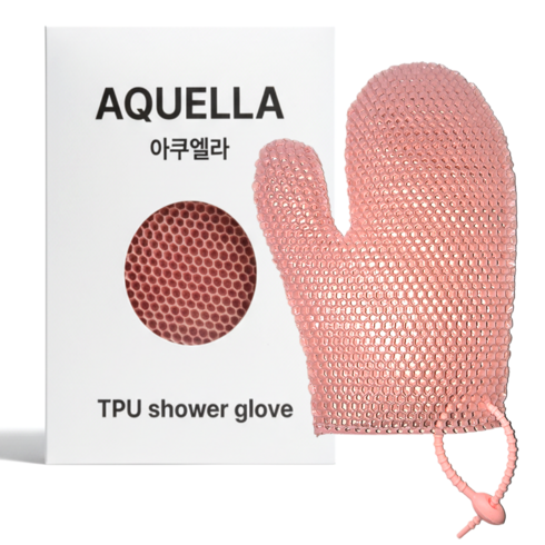 아쿠엘라 TPU 벌집 프리미엄 샤워 글러브 저자극 부드러운 각질관리 빠른건조 반영구사용 샤워타올, 1개, 1개입, 핑크