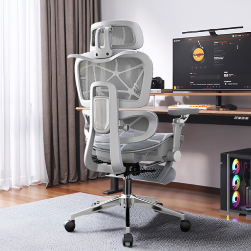 Xpanse LS900 발받침 및 3D 팔걸이 내장 메쉬 의자 좌석 깊이 조절 가능 컴퓨터/사무용/게이밍 겸용, 회색