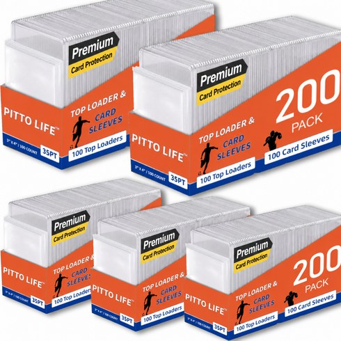 PITTO LIFE 35PT TCG 포켓몬카드 박스 야구카드 팬 응원 카드쉘 보관 케이스 탑로더 슬리브, 투명, 500개