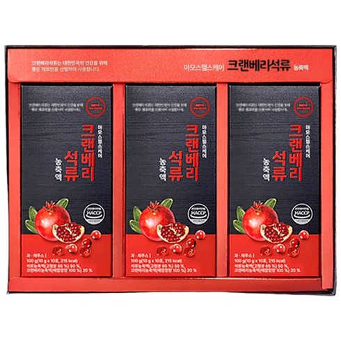 아모스헬스케어 크랜베리 석류 농축액 스틱 30p + 쇼핑백 세트, 100g, 3개