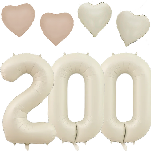 파파 파티 크림 하트 대형 숫자 기념일 생일 풍선 세트, 1세트, 크림 200 + 하트4p