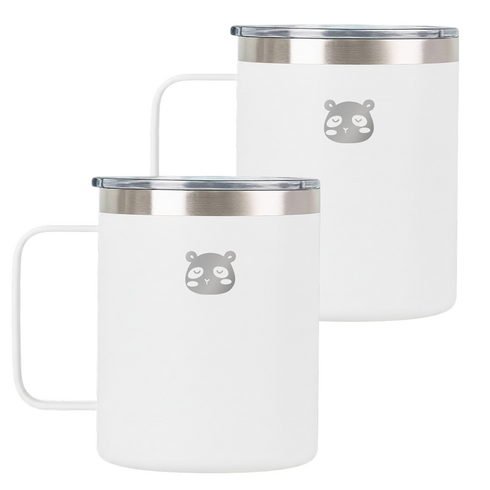 믿추 스텐 머그컵 텀블러 보온보냉, 화이트, 400ml, 2개