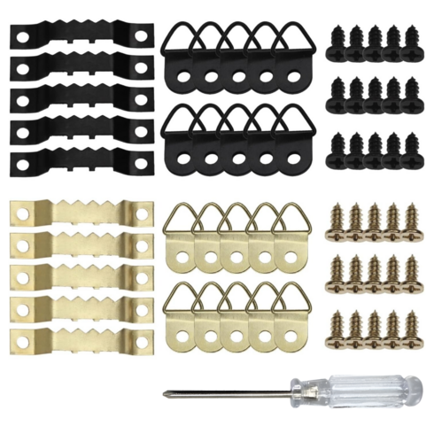액자고리 후크 소품걸이 나사 252pcs, 골드+블랙, 1세트