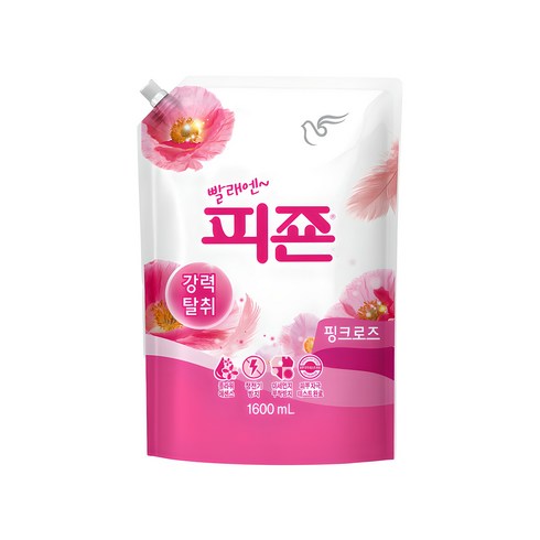 피죤 강력탈취 레귤러 섬유유연제 핑크로즈 리필, 1.6L, 1개
