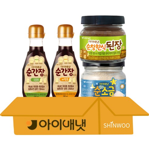 아이배냇 아기양념 세트 [순간장 국물용1+순간장 비빔용1+한식 된장1+순소금1], 비빔용, 1세트, 660g