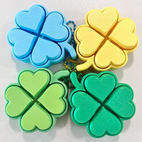 UB toy 행운의 네잎 클로버 키캡 키링 4구 클리커 피젯토이 딸깍이, 5개, 랜덤