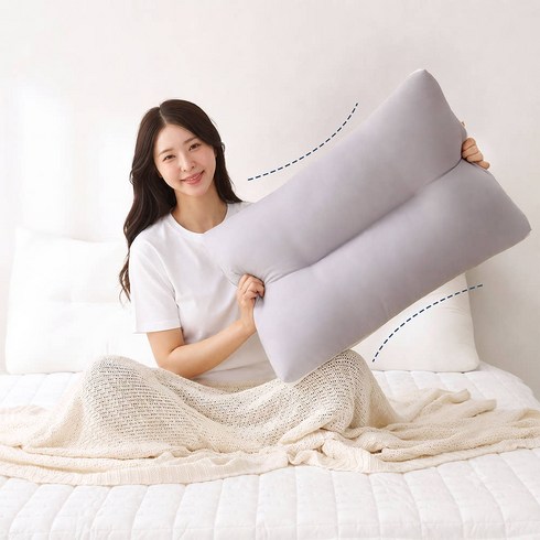 집앤콕 빨아쓰는 뉴애착 경추베개, 1개, 그레이아이보리