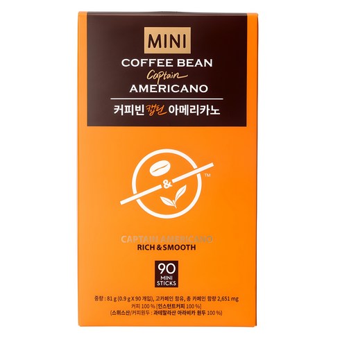 커피빈 캡틴 아메리카노 원두커피믹스, 0.9g, 90개입, 1개