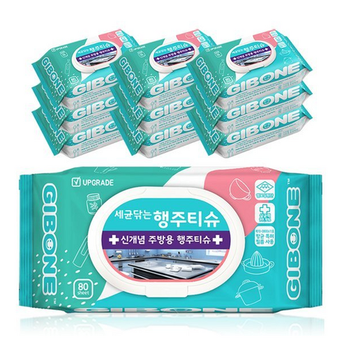 기본에 세균닦는 행주 티슈 캡형, 80개입, 10개
