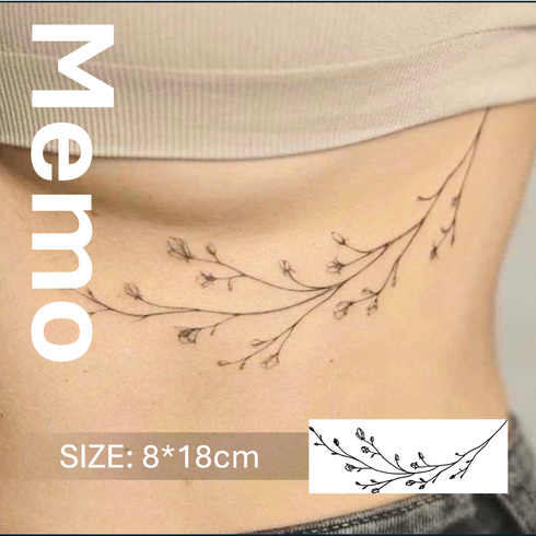 MEMO INK 타투 스티커 D168 고급스러운 반영구 문신 디자인 "잔잔한 꽃가지", 1개