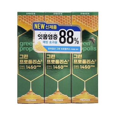 메디안 그린프로폴리스 치약 프레쉬민트, 100g, 3개