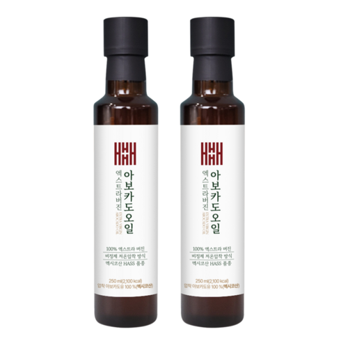 헤밀레 김소형 아보카도오일 HASS품종 냉압착 엑스트라버진, 2개, 250ml
