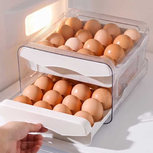 르디아망 냉장고 계란트레이 32구 2단 서랍형, 1개, 화이트
