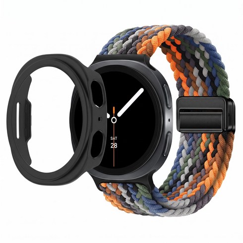 GATETOCN 갤럭시워치9/8 호환 마그네틱 브레이드 스포츠 루프 스트랩 40mm/44mm +보호커버, 1개, 위장무늬