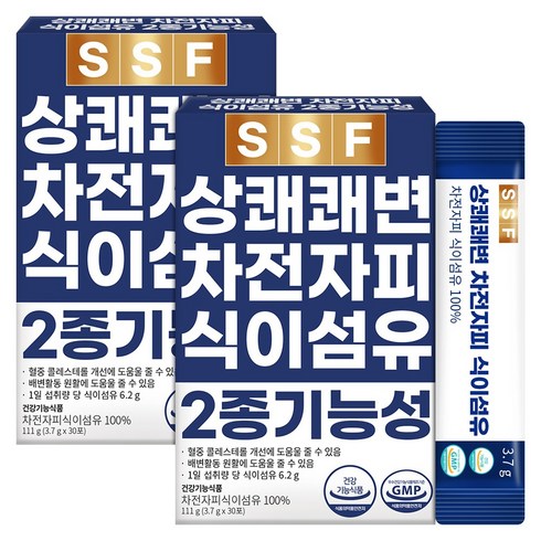 순수식품 상쾌한 쾌변 차전자피 식이섬유 100% 2박스(60포) 분말 가루 장운동 건강기능식품, 3.7g, 60개