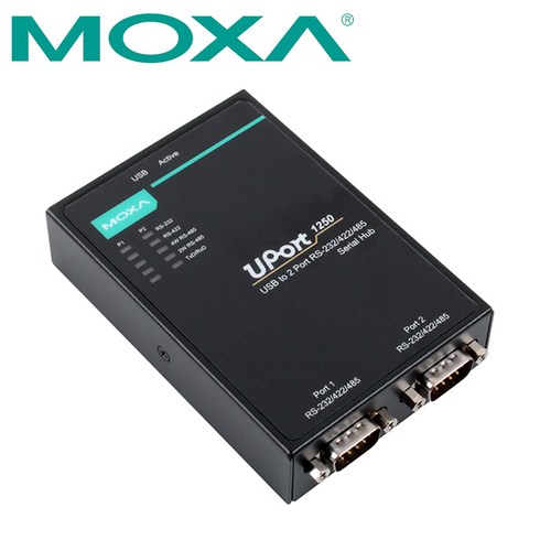 MOXA UPort1250 USB2.0 to 2포트 RS232/422/485 시리얼 컨버터, 1개